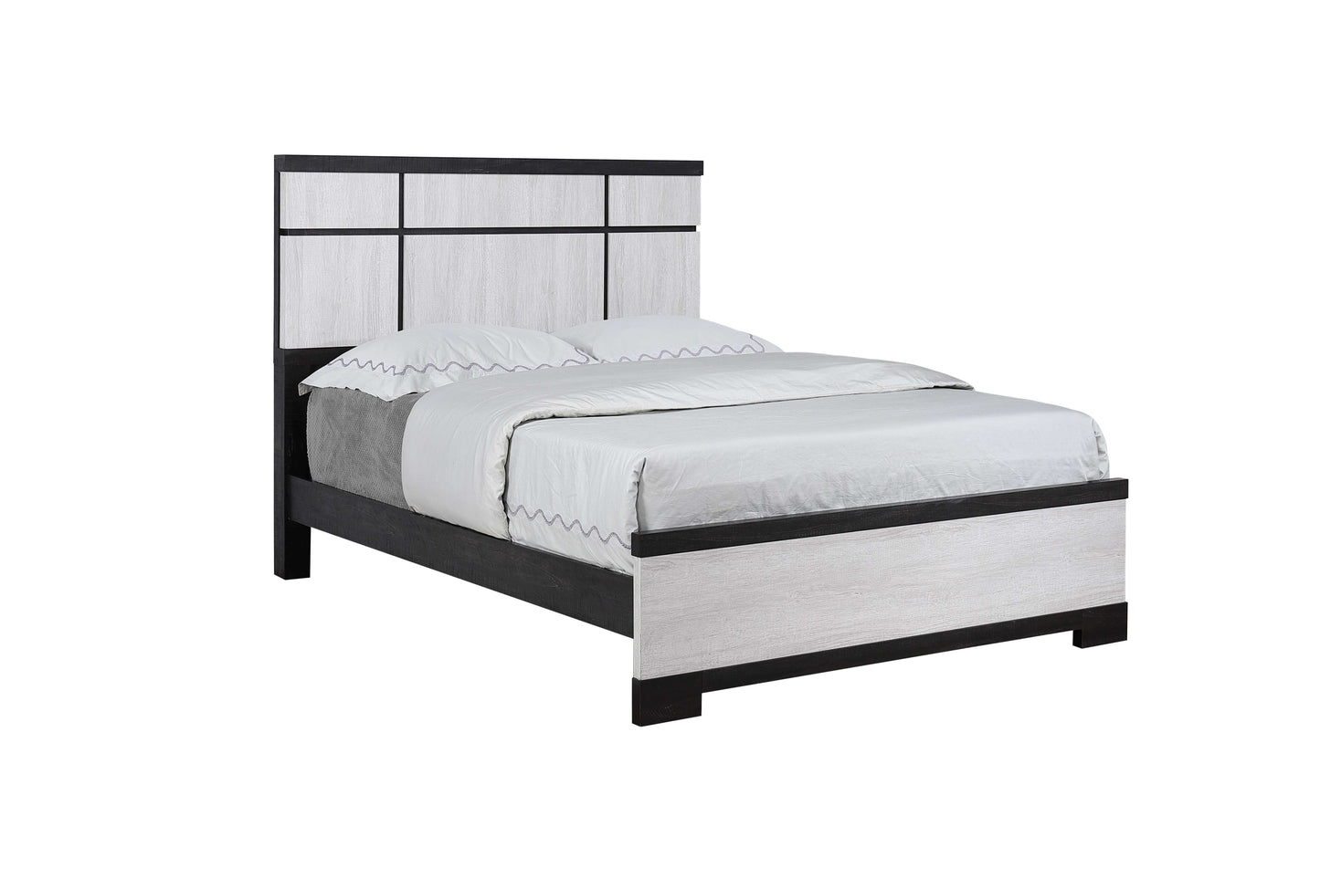 1pc Contemporary Queen Panel Bed Panel-style Headboard Chalk Ebony Finish Wooden