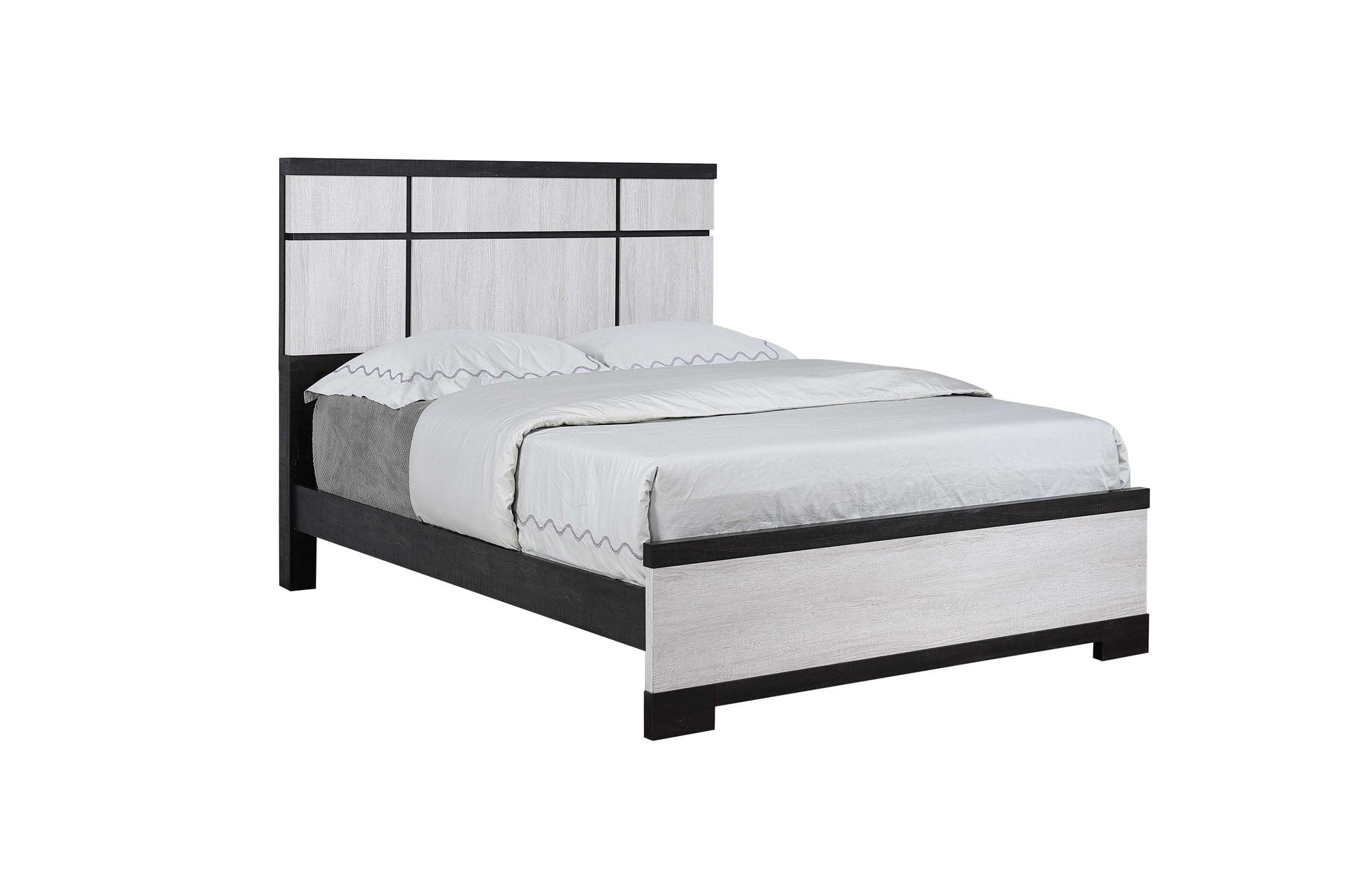 1pc Contemporary Queen Panel Bed Panel-style Headboard Chalk Ebony Finish Wooden