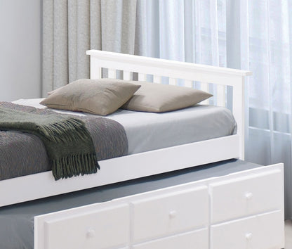 White Captain Bed Frame With Trundle & Storage