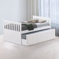 Transitional Style Captain Bed With Trundle And 3 Drawers Attached Slat Design Mortise & Tenon Joint White Finish