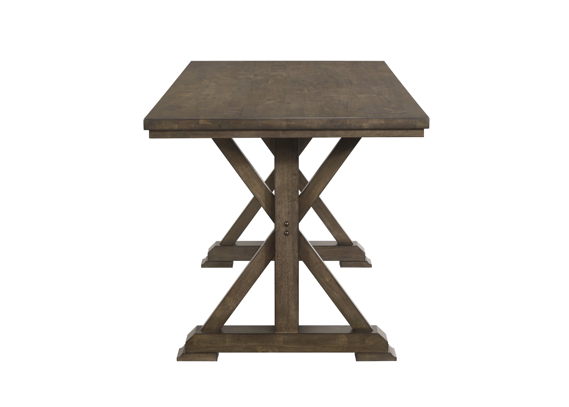 7 Piece Counter Height Dining Set - Rustic Brown Wood & Fabric
