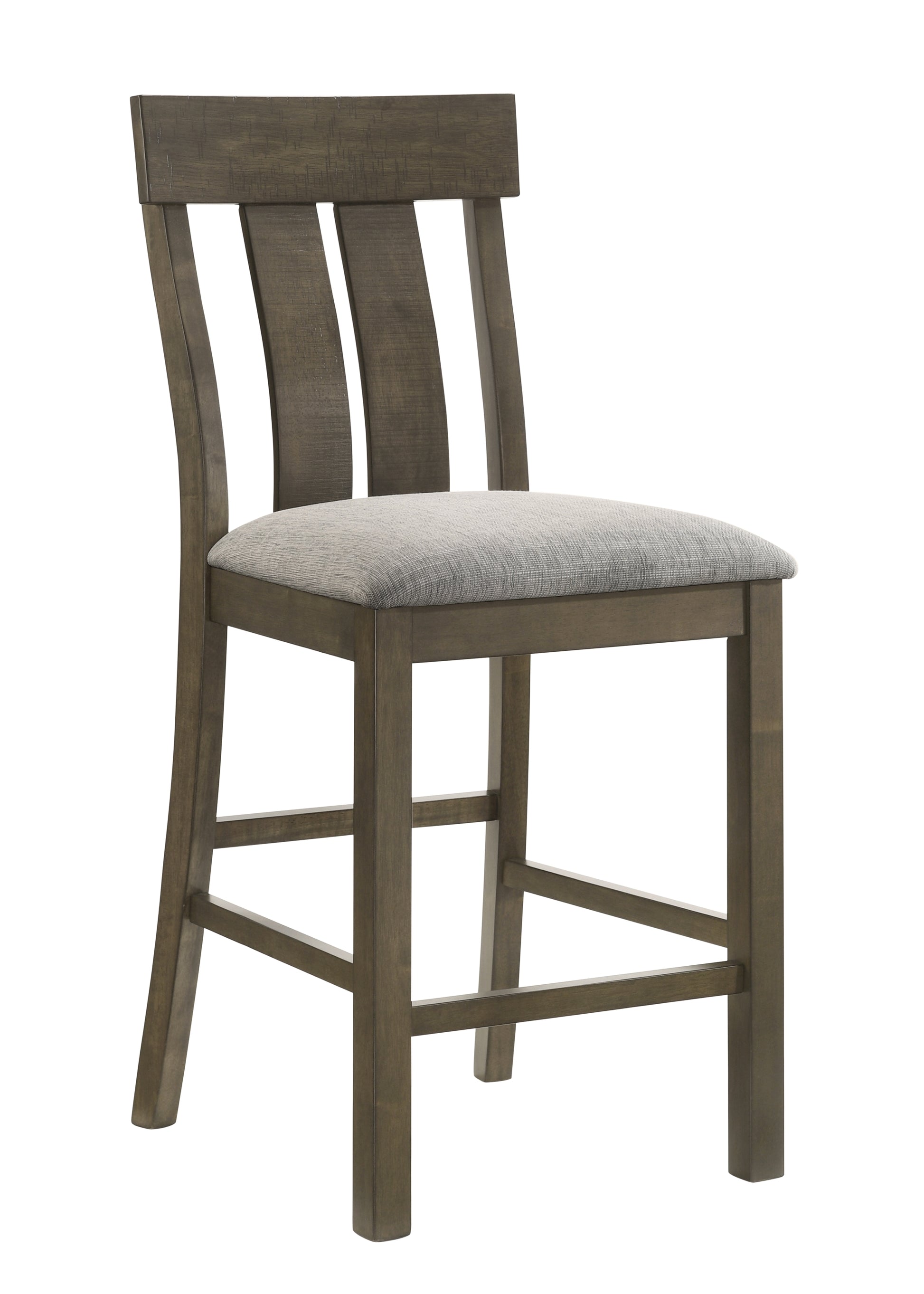 7 Piece Counter Height Dining Set - Rustic Brown Wood & Fabric