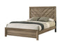 1pc Queen Size Chevron-patterned Headboard Bed Light Brown Warm Wood Finish Wooden Bedroom Furniture