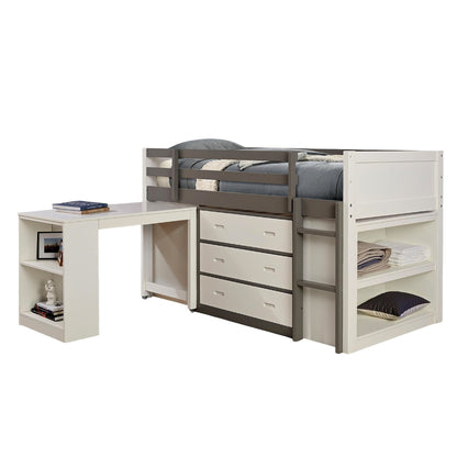 Contemporary Twin Bunk Bed - Gray & White Finish for Bedroom