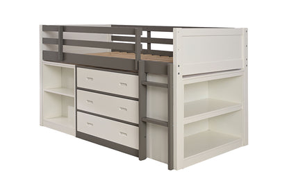 Contemporary Twin Bunk Bed - Gray & White Finish for Bedroom