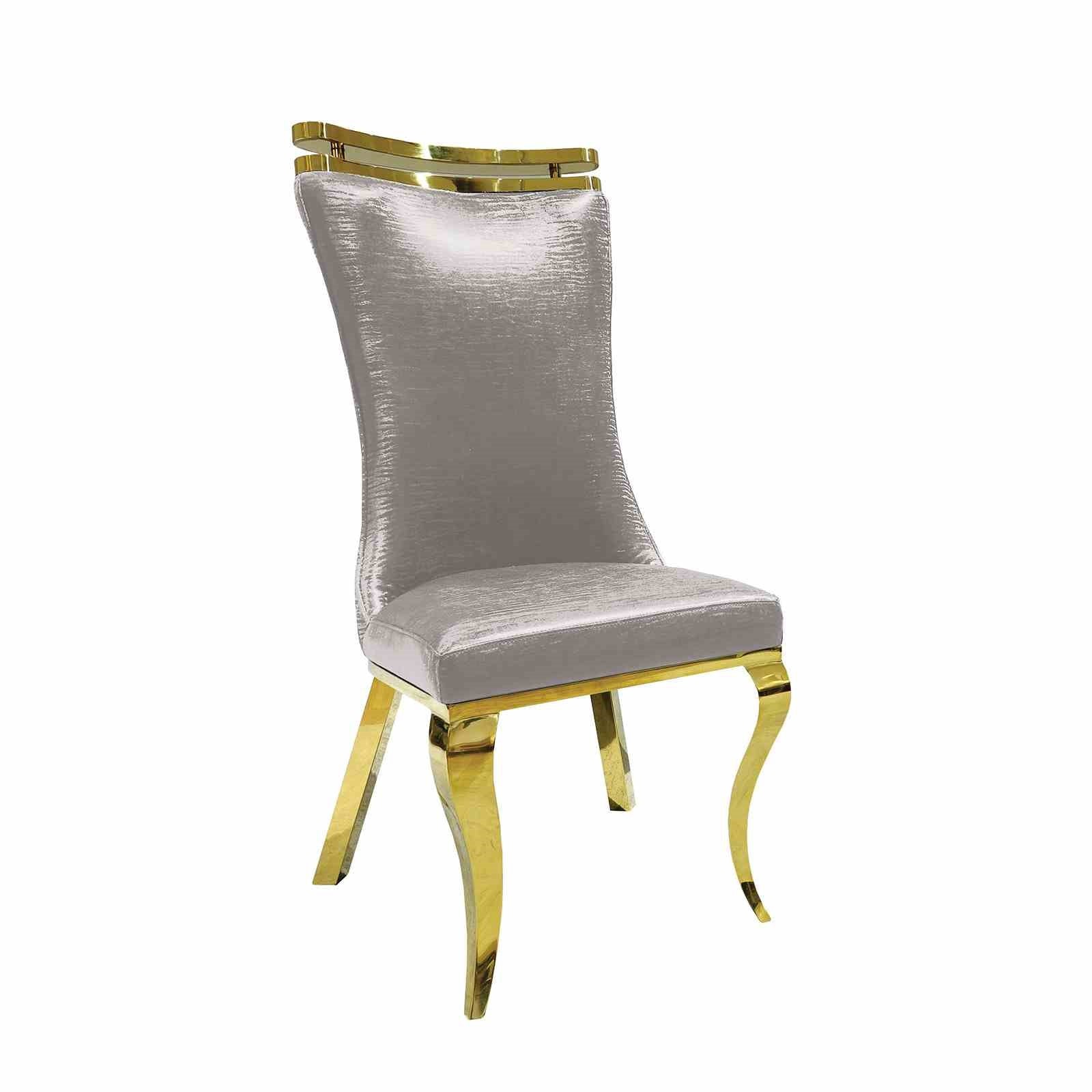 White Fabric Dining Chair - Glam Style 2 Piece Set