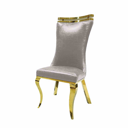 White Fabric Dining Chair - Glam Style 2 Piece Set