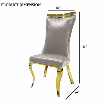 White Fabric Dining Chair - Glam Style 2 Piece Set
