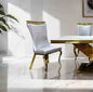 Silver Finish 2pc Side Chair Gold Legs Tiger Printed Upholstered Seat Dining Room