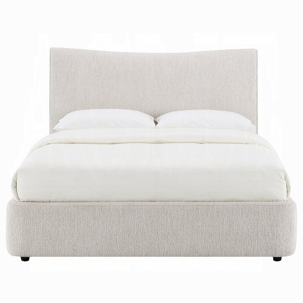 Full Size Chenille Platform Bed - Beige Comfort
