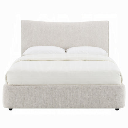 Full Size Chenille Platform Bed - Beige Comfort