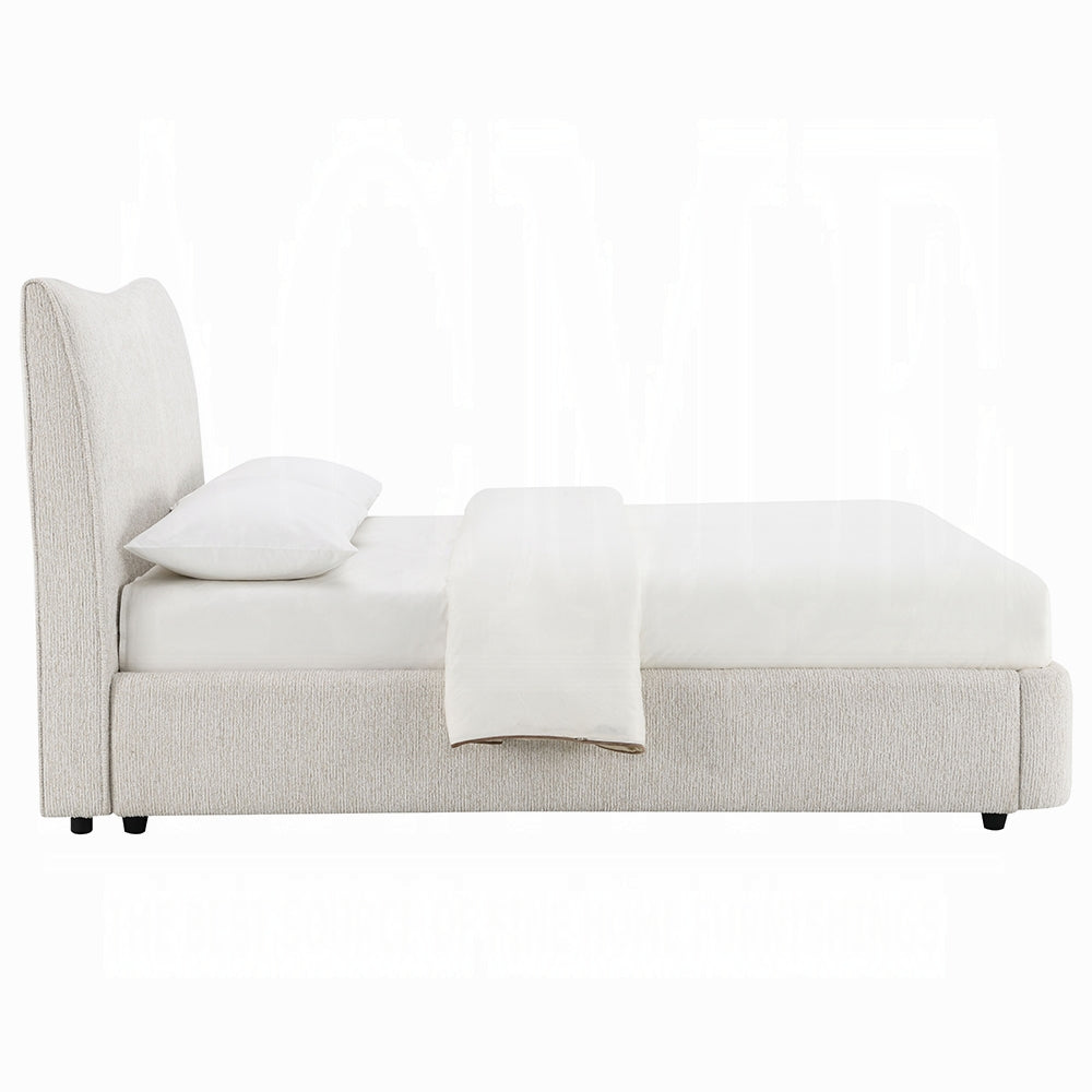 Full Size Chenille Platform Bed - Beige Comfort