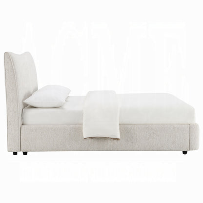 Full Size Chenille Platform Bed - Beige Comfort