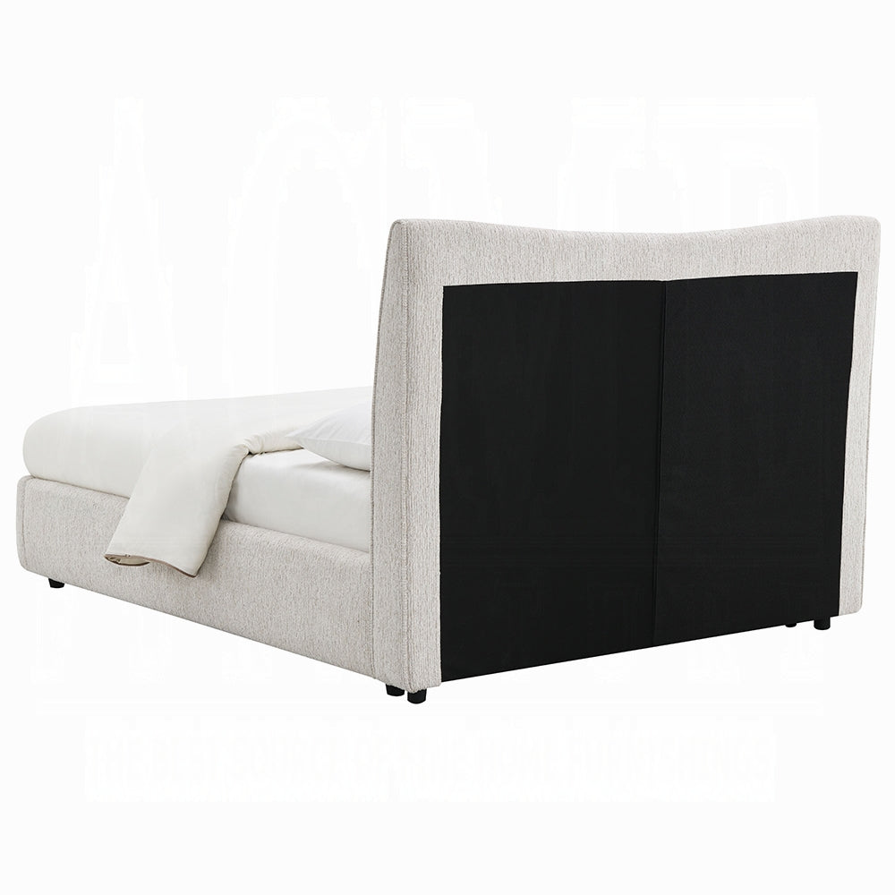 Full Size Chenille Platform Bed - Beige Comfort
