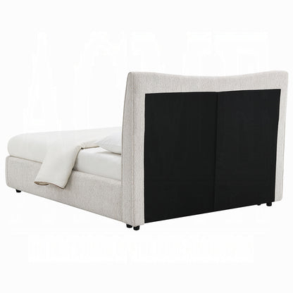 Full Size Chenille Platform Bed - Beige Comfort