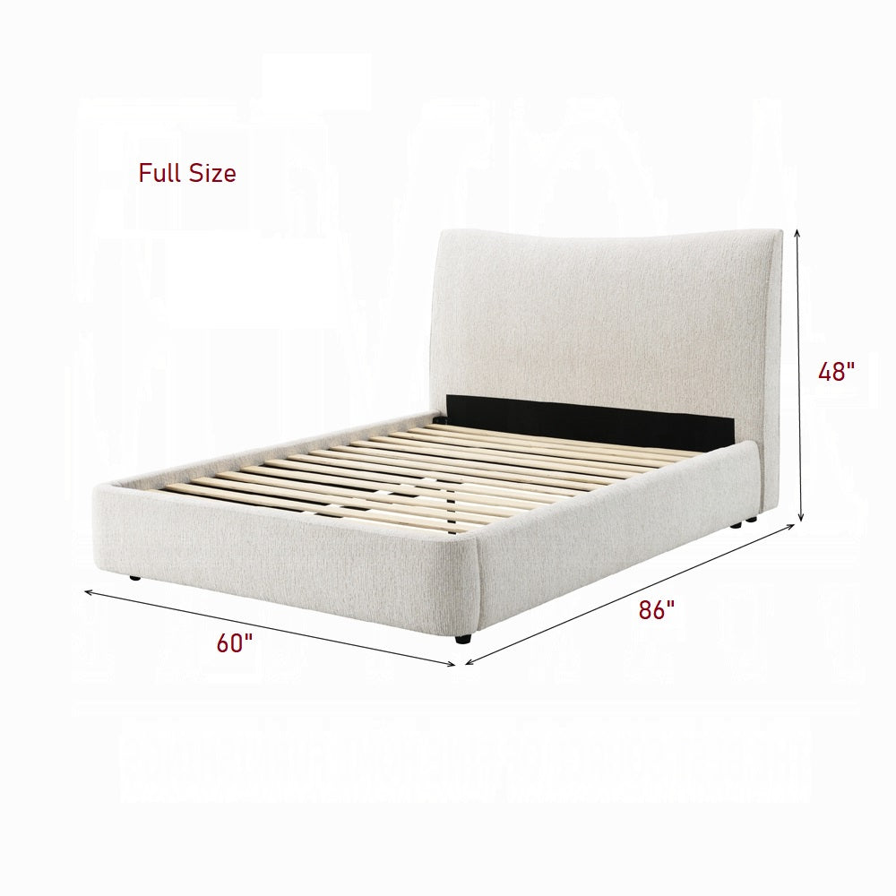Full Size Chenille Platform Bed - Beige Comfort