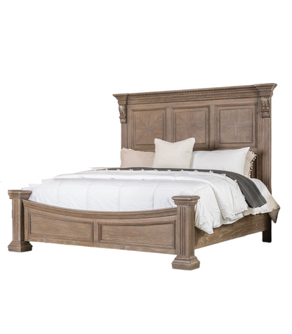 Queen Weathered Oak Bed Frame - Traditional Bedroom