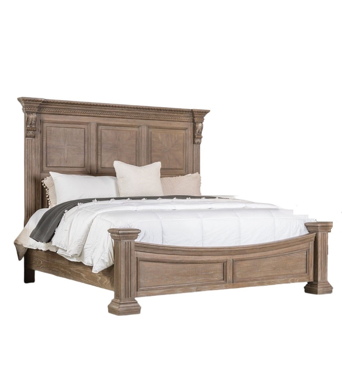 Queen Weathered Oak Bed Frame - Traditional Bedroom