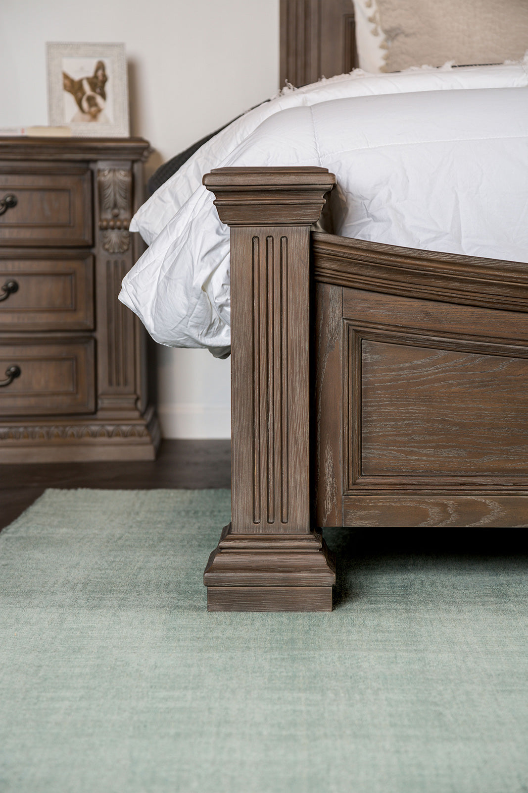 Queen Weathered Oak Bed Frame - Traditional Bedroom