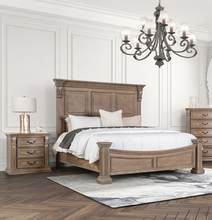 Queen Weathered Oak Bed Frame - Traditional Bedroom