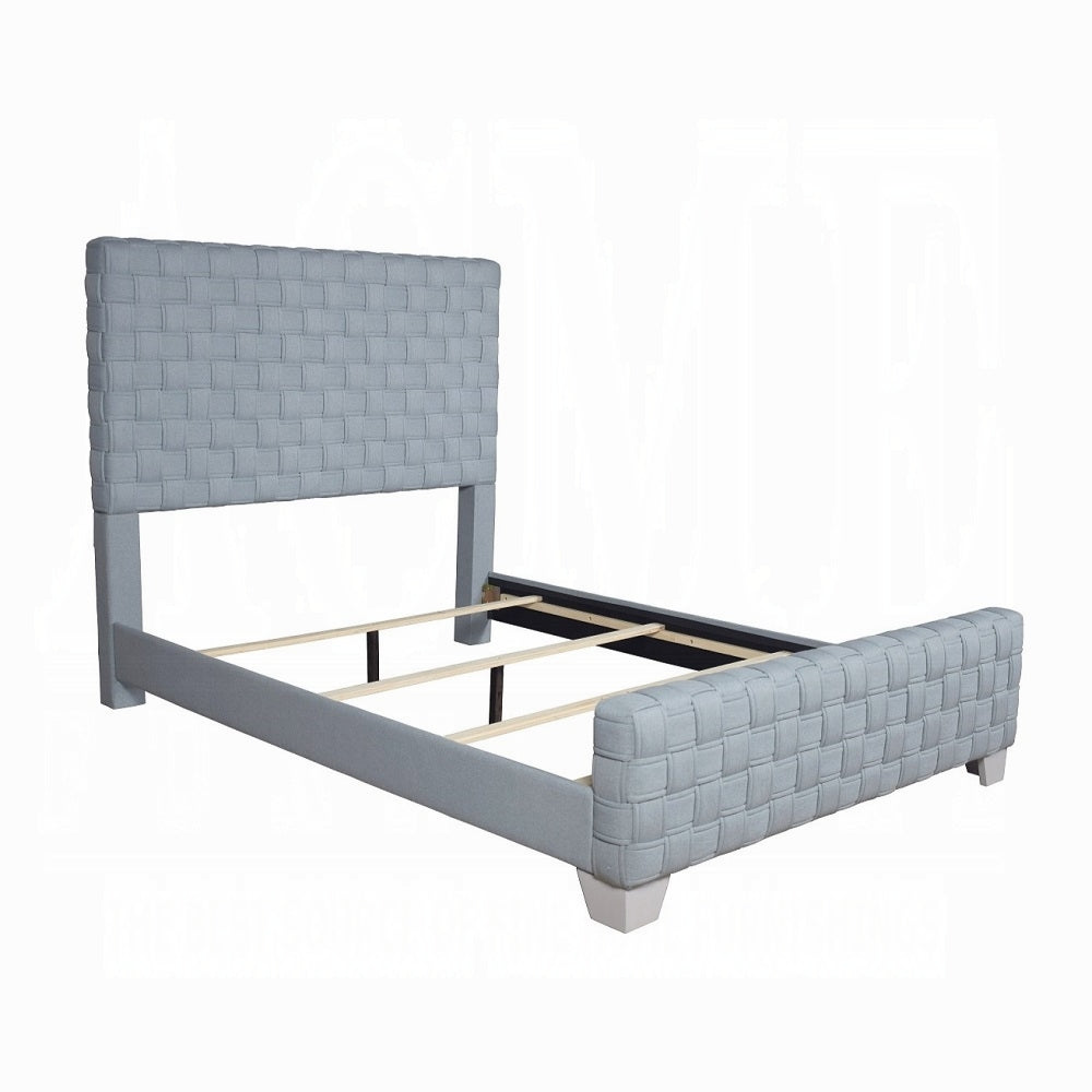 King Size Teal Chenille Upholstered Bed Frame