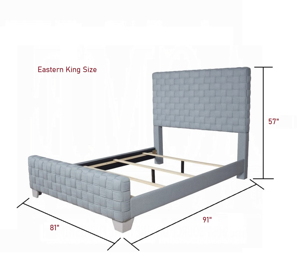 King Size Teal Chenille Upholstered Bed Frame