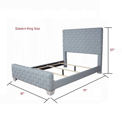 King Size Teal Chenille Upholstered Bed Frame