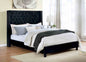 Elegant Black 1pc Eastern King Size Bed Fully Upholstered Frame Fabric Tufted HB Bedroom Wingback Design