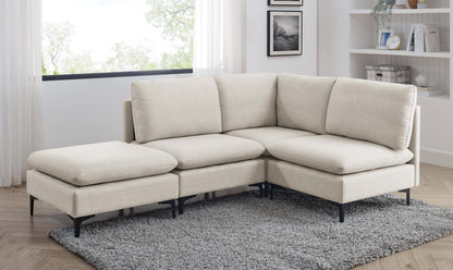 Linen Upholstered Modular Sectional with Metal Legs