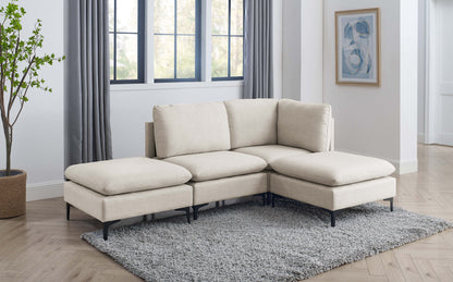 Linen Upholstered Modular Sectional with Metal Legs
