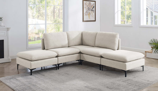 Linen Upholstered Modular Sectional with Metal Legs