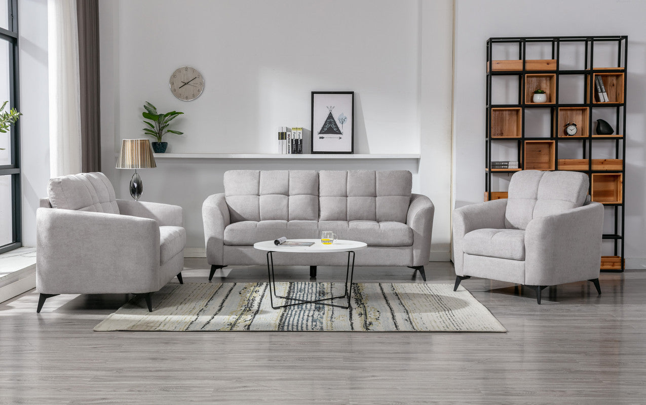 Light Gray Sofa Loveseat Chair Set - 6 Seat Comfort for Living Room