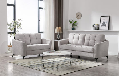 Carlotta Light Gray Woven Fabric Sofa Loveseat Living Room Set