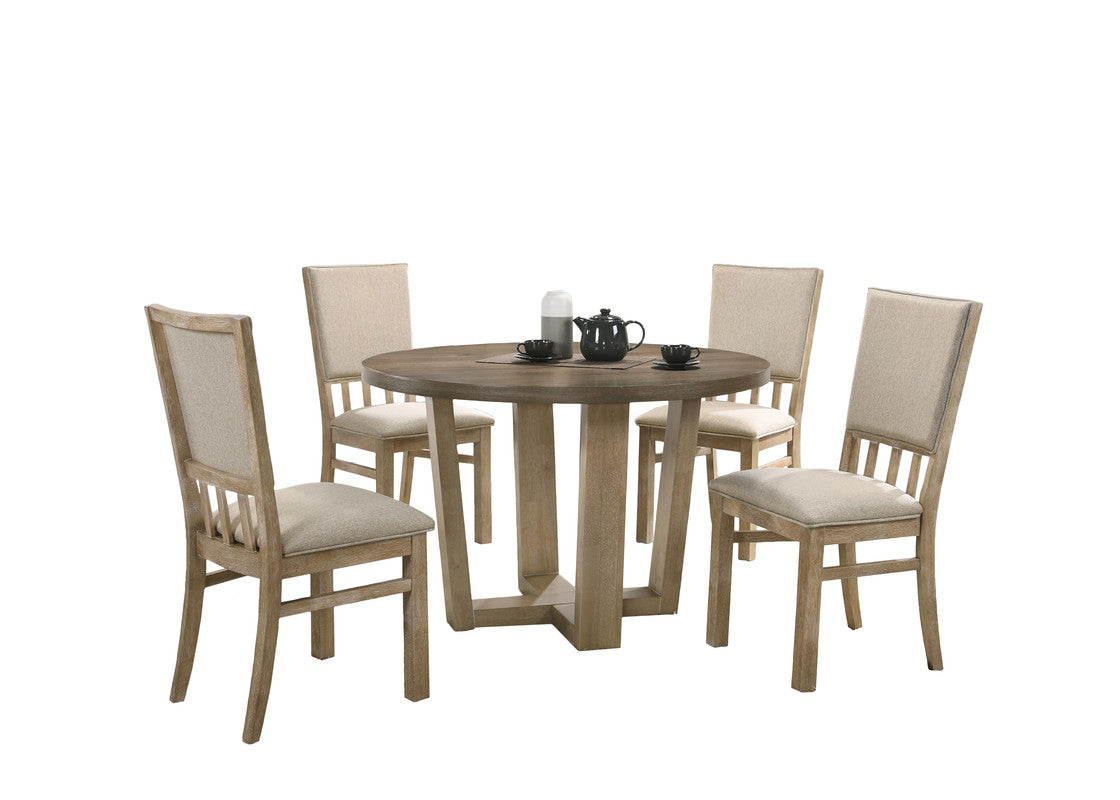 Walnut Round Dining Table Set with Chairs | Solid Wood & MDF