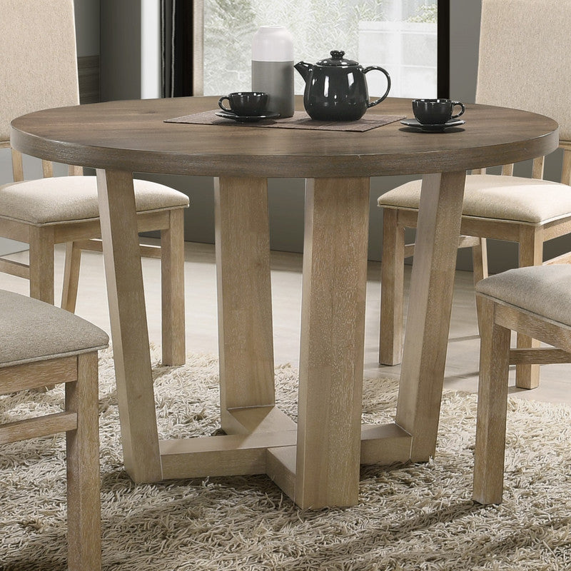Walnut Round Dining Table Set with Chairs | Solid Wood & MDF