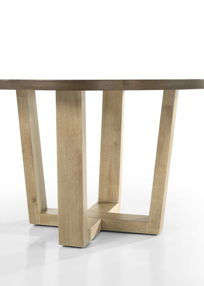 Walnut Round Dining Table Set with Chairs | Solid Wood & MDF