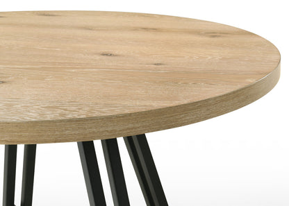 Oak Dining Table Set with Cream Chairs for Kitchen or Dining Room