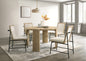 Bruno Oak Finish 47" Round Dining Table Set with Cream Color Upholstered Chairs