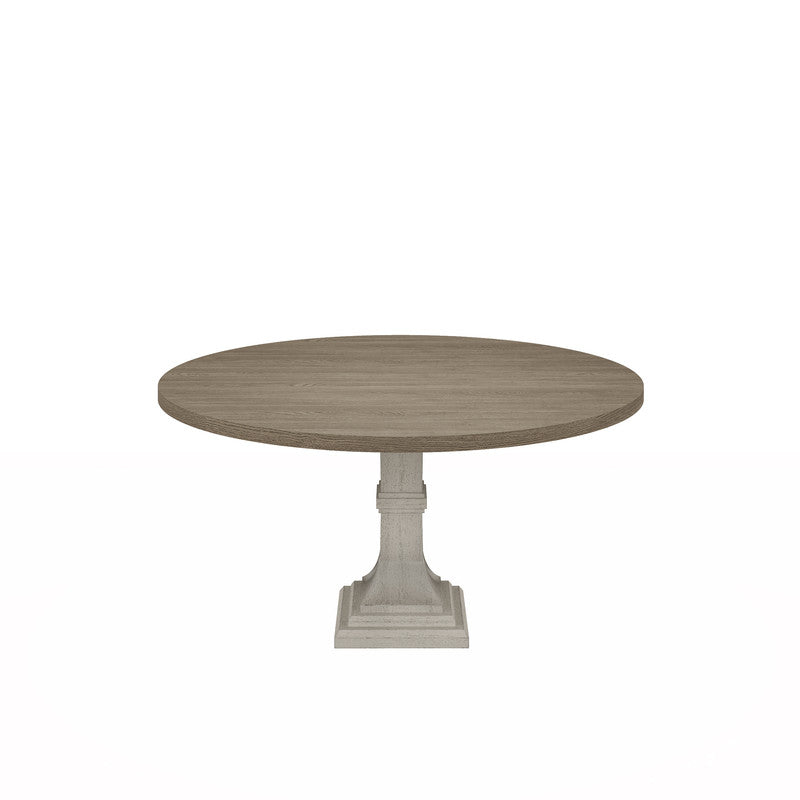 59" Round White Gray Dining Table Set with Chairs