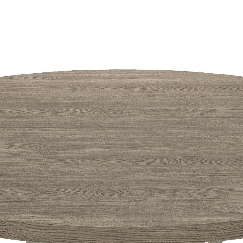 59" Round White Gray Dining Table Set with Chairs