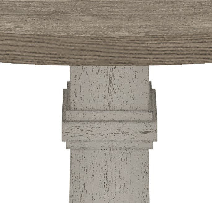 59" Round White Gray Dining Table Set with Chairs