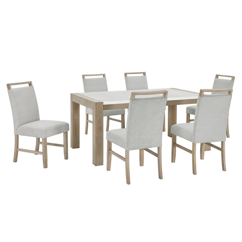 66" Light Oak Dining Table Set with 6 Chairs