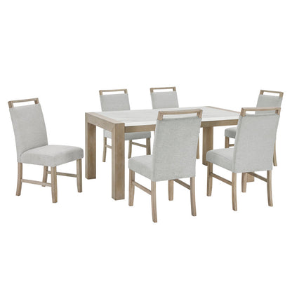 66" Light Oak Dining Table Set with 6 Chairs
