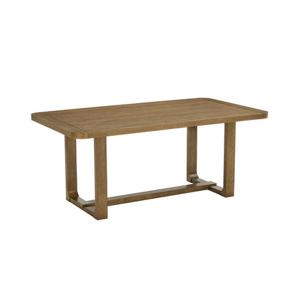 Brown Oak Dining Set - 6 Piece Table with Chairs & Bench