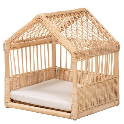 Modern Bohemian Natural Brown Rattan Pet Bed