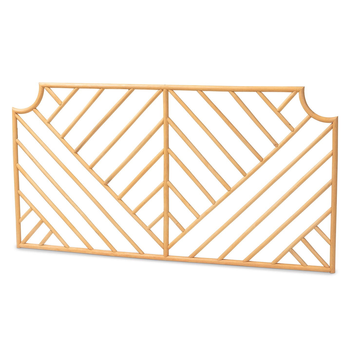 Modern Bohemian Natural Brown Rattan Queen Size Wall-mount Headboard