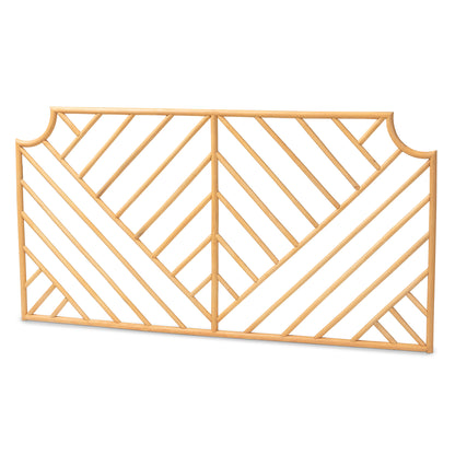 Modern Bohemian Natural Brown Rattan Queen Size Wall-mount Headboard