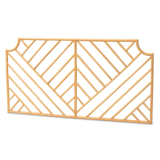 Modern Bohemian Natural Brown Rattan Queen Size Wall-mount Headboard