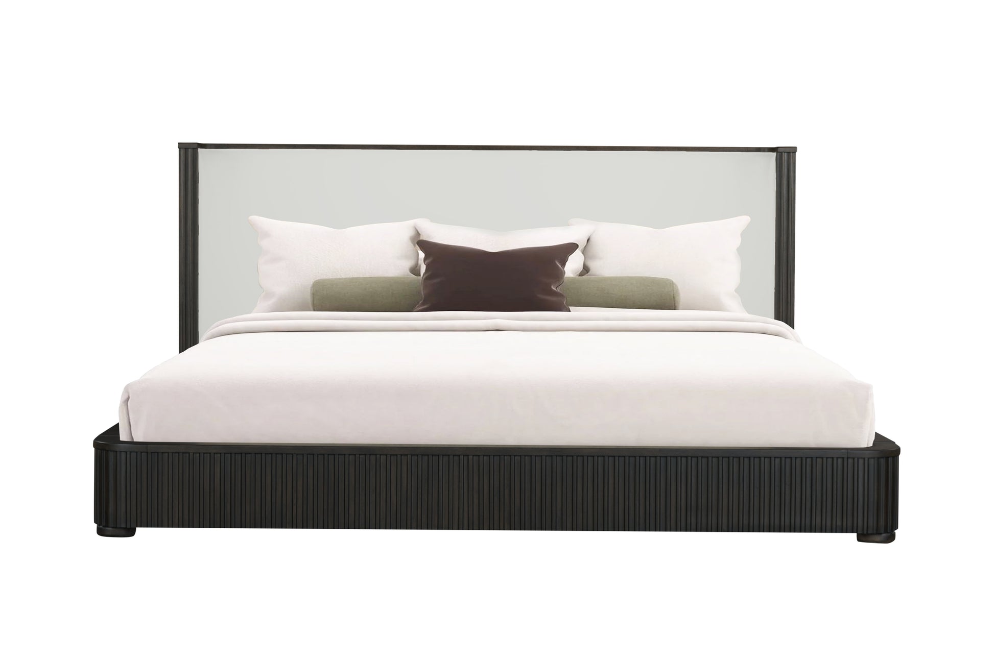 Clayten Beige Linen & Espresso Queen Bed