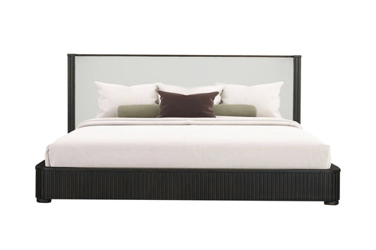 Clayten Beige Linen & Espresso Queen Bed